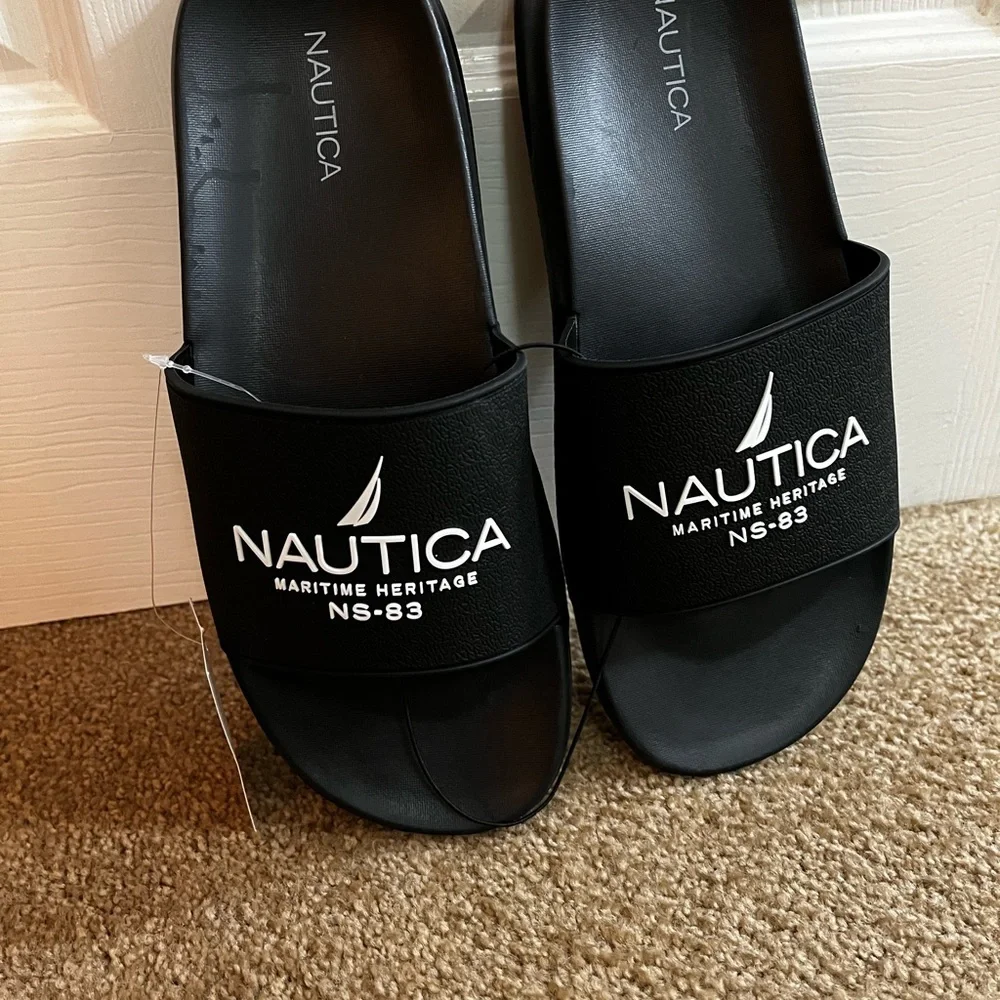 Nautica/men’s NWT Black Nautica Slide Sandals Size 9